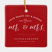 私たちの初めてのクリスマスは写真さん結婚と セラミックオーナメント (正面)