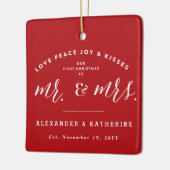 私たちの初めてのクリスマスは写真さん結婚と セラミックオーナメント (左)