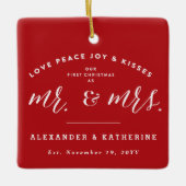 私たちの初めてのクリスマスは写真さん結婚と セラミックオーナメント (正面)