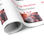 私たちの初めてのクリスマスは写真の名前結婚を追加婚約したする ラッピングペーパー (ロールコーナー)