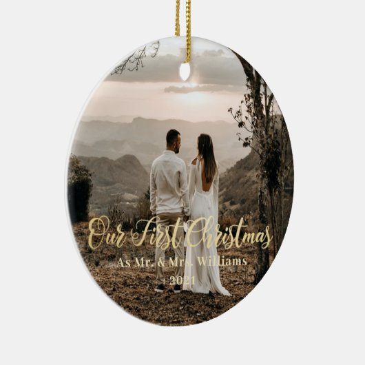 私たちの初めてのクリスマスは写真オーナメント セラミックオーナメント (右)