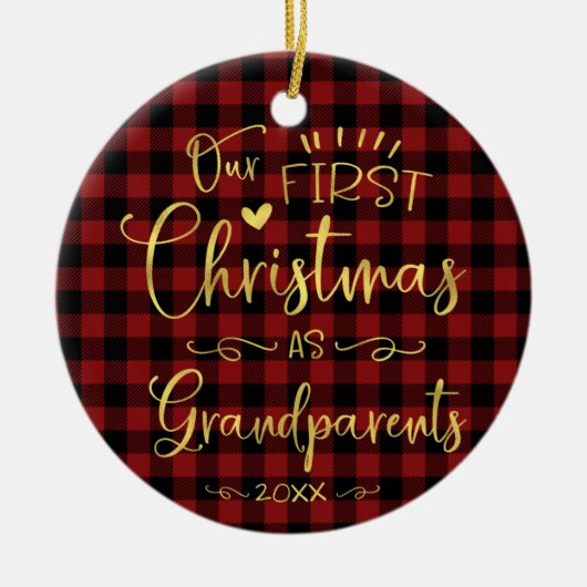 私たちの初めてのクリスマスは可愛素朴い セラミックオーナメント (正面)