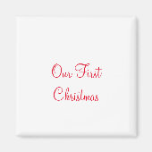 私たちの初めてのクリスマスは名前の家族の写真を追加 マグネット (正面)