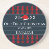 私たちの初めてのクリスマスは夫婦の新婚 コースター (正面)