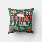 私たちの初めてのクリスマスは家族のカラフルリース クッション (裏面)