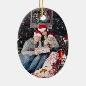 私たちの初めてのクリスマスは家族の写真名Year Cer セラミックオーナメント (裏面)
