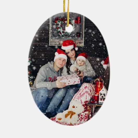 私たちの初めてのクリスマスは家族の写真名Year Cer セラミックオーナメント (裏面)