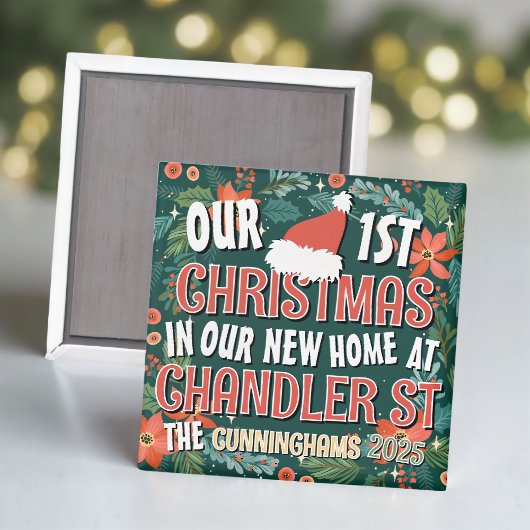 私たちの初めてのクリスマスは新しいホームはっきりしたリース マグネット