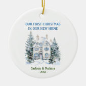 私たちの初めてのクリスマスは新しいホームクリスマス セラミックオーナメント (正面)