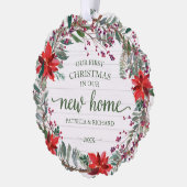 私たちの初めてのクリスマスは新しいホーム素朴リース オーナメントカード (左)