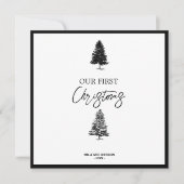 私たちの初めてのクリスマスは白黒の新婚の女性のミセス シーズンカード (正面)