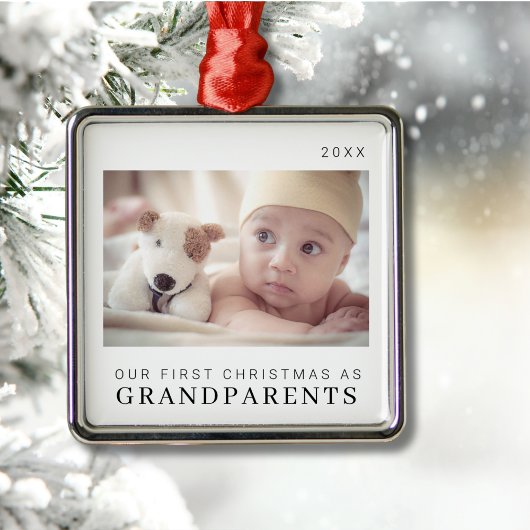 私たちの初めてのクリスマスは祖父母としてモダン メタルオーナメント
