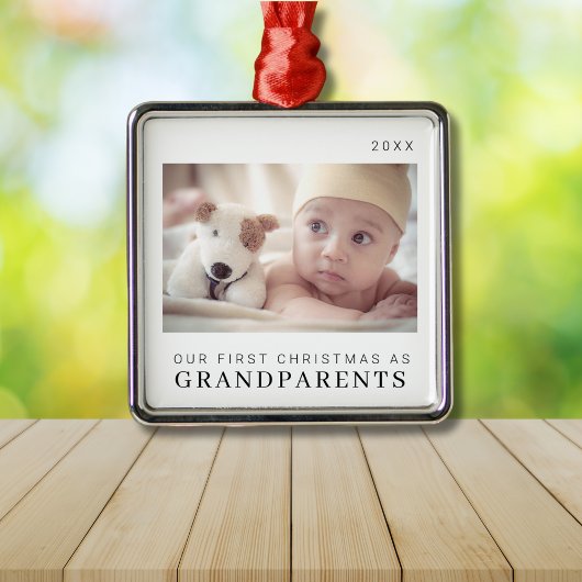 私たちの初めてのクリスマスは祖父母としてモダン メタルオーナメント