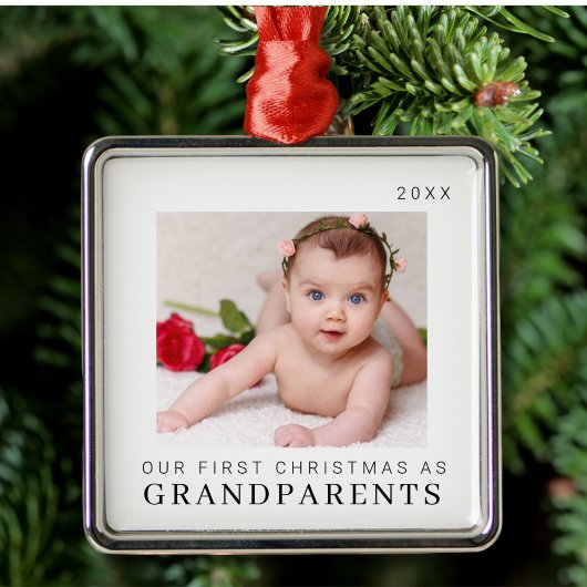 私たちの初めてのクリスマスは祖父母としてモダン メタルオーナメント