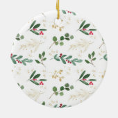 私たちの初めてのクリスマスは祖父母として緑の金ゴールド セラミックオーナメント (裏面)