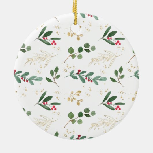 私たちの初めてのクリスマスは祖父母として緑の金ゴールド セラミックオーナメント (裏面)