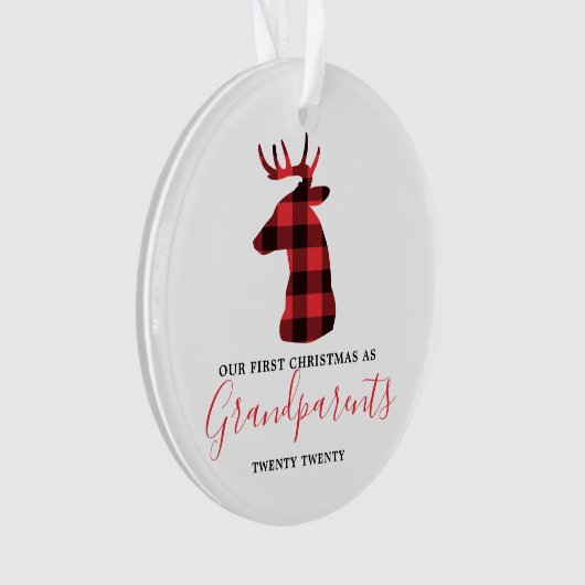 私たちの初めてのクリスマスは祖父母としてPlaid写真 オーナメント (正面)