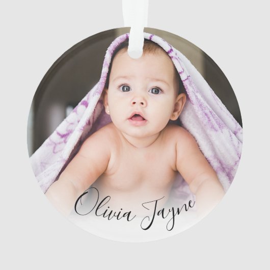 私たちの初めてのクリスマスは祖父母としてPlaid写真 オーナメント (裏面)