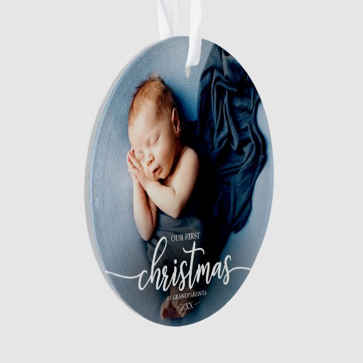 私たちの初めてのクリスマスは祖父母のエレガント写真 オーナメント (正面)