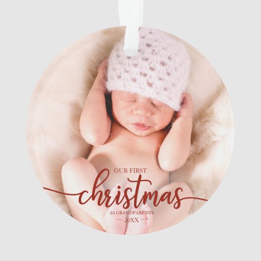 私たちの初めてのクリスマスは祖父母のエレガント写真 オーナメント (裏面)