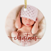 私たちの初めてのクリスマスは祖父母のエレガント写真 セラミックオーナメント (正面)