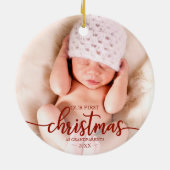 私たちの初めてのクリスマスは祖父母のエレガント写真 セラミックオーナメント (裏面)