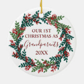 私たちの初めてのクリスマスは祖父母のクリスマス セラミックオーナメント (裏面)