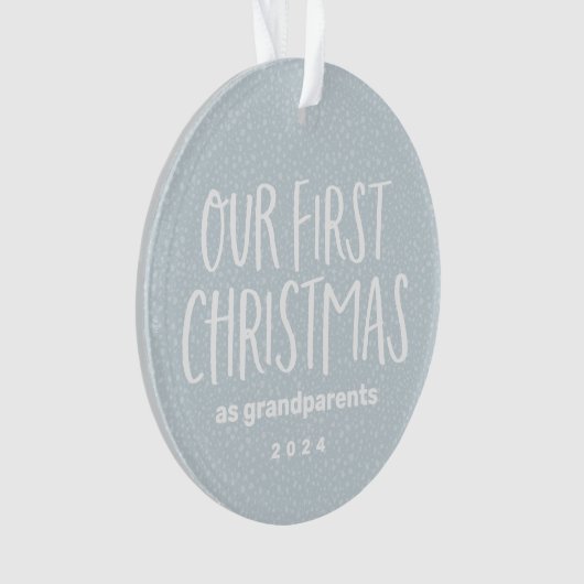 私たちの初めてのクリスマスは祖父母のベビー写真 オーナメント (正面)