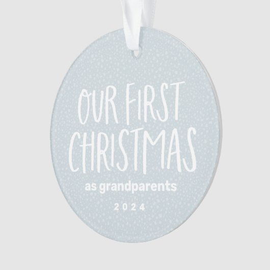 私たちの初めてのクリスマスは祖父母のベビー写真 オーナメント (正面)