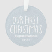 私たちの初めてのクリスマスは祖父母のベビー写真 オーナメント (正面)