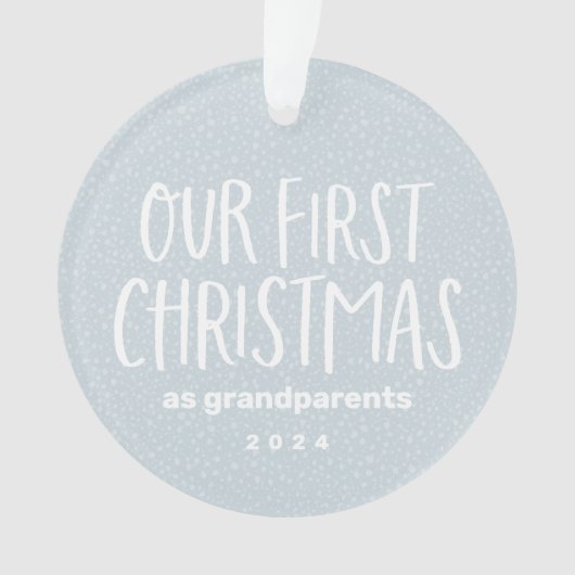 私たちの初めてのクリスマスは祖父母のベビー写真 オーナメント (正面)