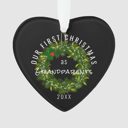私たちの初めてのクリスマスは祖父母のモダンカスタム オーナメント (正面)