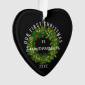 私たちの初めてのクリスマスは祖父母のモダンカスタム オーナメント (正面)