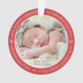 私たちの初めてのクリスマスは祖父母のモダン写真 オーナメント (正面)