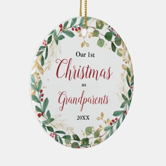 私たちの初めてのクリスマスは祖父母の写真エレガントとして セラミックオーナメント (右)
