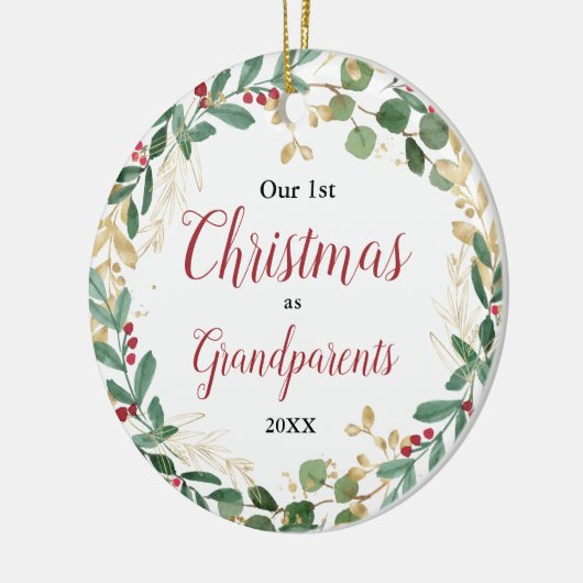 私たちの初めてのクリスマスは祖父母の写真エレガントとして セラミックオーナメント (左)