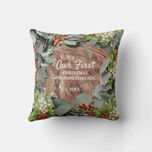 私たちの初めてのクリスマスは祖父母の写真 クッション (裏面)