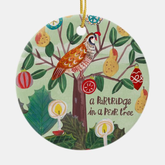 私たちの初めてのクリスマスは祖父母の写真 セラミックオーナメント (正面)