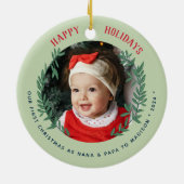 私たちの初めてのクリスマスは祖父母の写真 セラミックオーナメント (裏面)