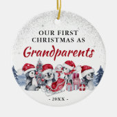 私たちの初めてのクリスマスは祖父母の写真 セラミックオーナメント (正面)