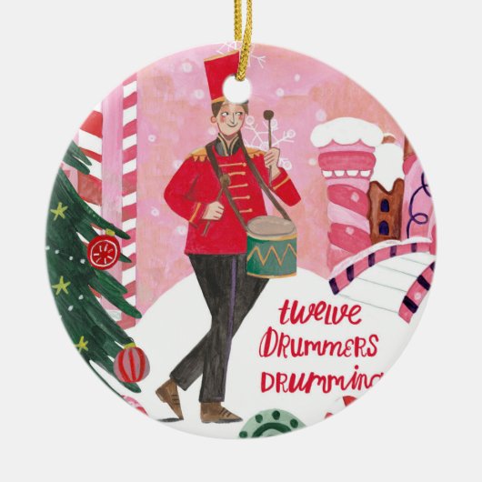 私たちの初めてのクリスマスは祖父母の写真 セラミックオーナメント (正面)