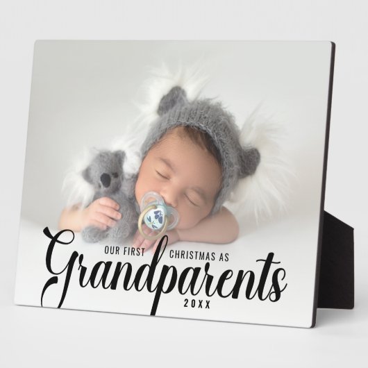 私たちの初めてのクリスマスは祖父母の写真 フォトプラーク (側面)