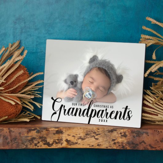 私たちの初めてのクリスマスは祖父母の写真 フォトプラーク (側面)