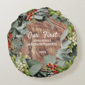 私たちの初めてのクリスマスは祖父母の写真 ラウンドクッション (裏面)