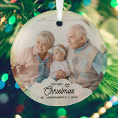 私たちの初めてのクリスマスは祖父母の家族の写真 ガラスオーナメント