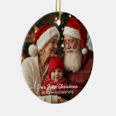 私たちの初めてのクリスマスは祖父母の家族の写真 セラミックオーナメント (右)