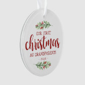私たちの初めてのクリスマスは祖父母の緑 オーナメント (正面)