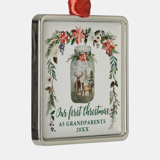 私たちの初めてのクリスマスは祖父母の鹿一家 メタルオーナメント (右)