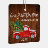 私たちの初めてのクリスマスは祖父母ウッドトラック セラミックオーナメント (右)