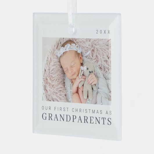 私たちの初めてのクリスマスは祖父母シックモダンとして ガラスオーナメント (正面左)